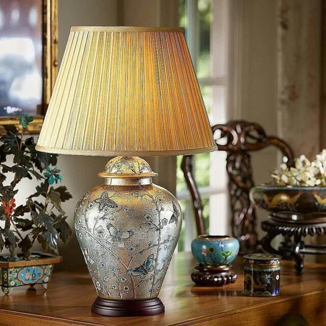 Rackhams Table Lamp, Ceramic Gold-Tone, Qing Butterfly Vase, Home Decor