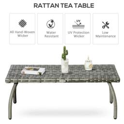 Rackhams PE Wicker Rattan Garden Coffee Table - Mixed Grey - thumbnail 4