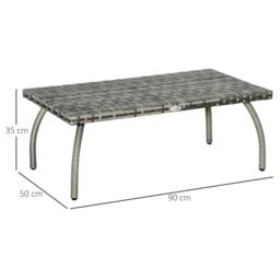 Rackhams PE Wicker Rattan Garden Coffee Table - Mixed Grey - thumbnail 3