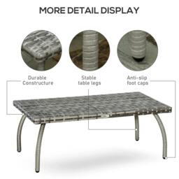 Rackhams PE Wicker Rattan Garden Coffee Table - Mixed Grey - thumbnail 6