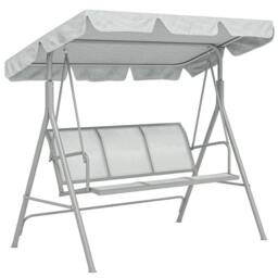 Rackhams Metal Garden Swing Chair, 3-Seater Swing Seat, Patio Hammock Bench Canopy Lounger, Light Grey - thumbnail 1