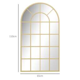 Rackhams Modern Arch Window Wall Mirror for Living Room Bedroom, Gold Tone - 110 x 65 x 2.5 cm - Retro - Gold Tone - thumbnail 3