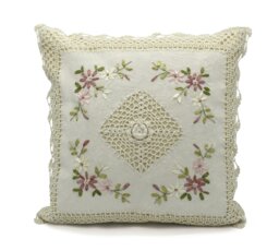 Rackhams Floral Crochet Detail Cushion - 45cm x 45cm - Sabel