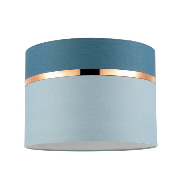 Rackhams Sky and Cobalt Blue Cotton Fabric Lamp Shade with Shiny Copper Ring - image 1