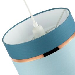 Rackhams Sky and Cobalt Blue Cotton Fabric Lamp Shade with Shiny Copper Ring - thumbnail 5