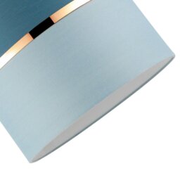 Rackhams Sky and Cobalt Blue Cotton Fabric Lamp Shade with Shiny Copper Ring - thumbnail 4