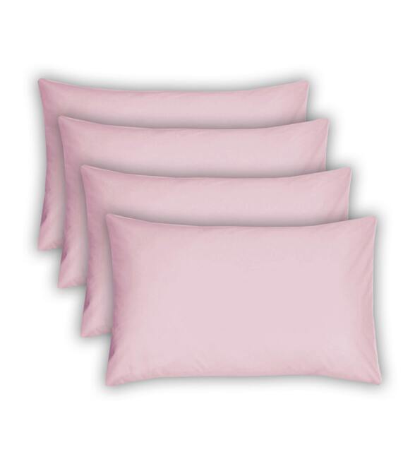 Rackhams Polycotton Housewife Pillowcases 4 Pack - Soft Pink - Pillowcase (48cm x 74cm)