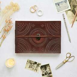 Rackhams Indra Medium Embossed Leather Photo Album with Semi-Precious Stone - Lapis - thumbnail 5