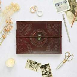 Rackhams Indra Medium Embossed Leather Photo Album with Semi-Precious Stone - Lapis - thumbnail 4