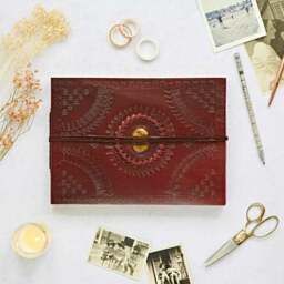 Rackhams Indra Medium Embossed Leather Photo Album with Semi-Precious Stone - Lapis - thumbnail 3