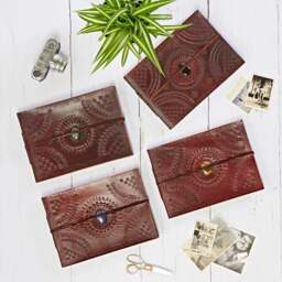 Rackhams Indra Medium Embossed Leather Photo Album with Semi-Precious Stone - Lapis - thumbnail 2