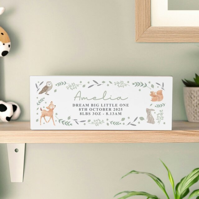 Rackhams Personalised Woodland Animals Wooden Shelf Ornament - image 1