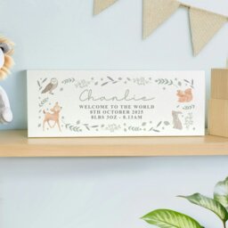 Rackhams Personalised Woodland Animals Wooden Shelf Ornament - thumbnail 2