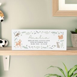 Rackhams Personalised Woodland Animals Wooden Shelf Ornament