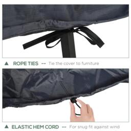 Rackhams Garden Furniture Cover, Waterproof Windproof 420D Heavy Duty Oxford Fabric Rattan Furniture Cover, Rectangular Outdoor Table Chair Set Cover - thumbnail 6