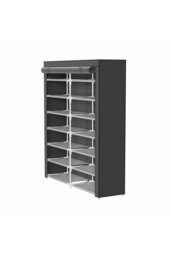 Rackhams Double-row Shoe Cabinet with Roll-Up Door - Black - thumbnail 4