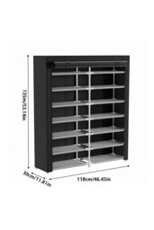 Rackhams Double-row Shoe Cabinet with Roll-Up Door - Black - thumbnail 3