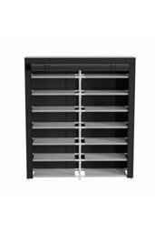 Rackhams Double-row Shoe Cabinet with Roll-Up Door - Black - thumbnail 6