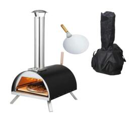Rackhams Gas Wood Pizza Oven Thermometer Paddle Outdoor BBQ Black Silver - thumbnail 1