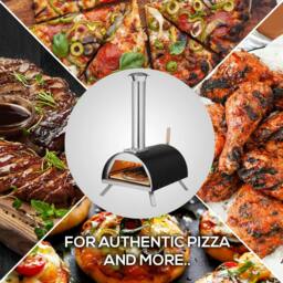 Rackhams Gas Wood Pizza Oven Thermometer Paddle Outdoor BBQ Black Silver - thumbnail 3