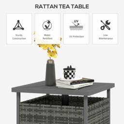Rackhams Outdoor Rattan Coffee Table w/ Umbrella Hole Fit for Garden - thumbnail 4