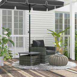 Rackhams Outdoor Rattan Coffee Table w/ Umbrella Hole Fit for Garden - thumbnail 1