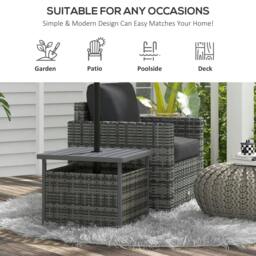 Rackhams Outdoor Rattan Coffee Table w/ Umbrella Hole Fit for Garden - thumbnail 5