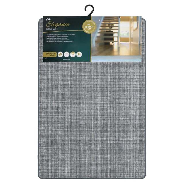 Rackhams Elegance Machine Washable Indoor Mat, 50x75cm, Grey - image 1
