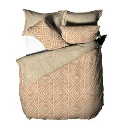 Rackhams Tanza Global Geometric Duvet Cover Set - Terracotta - Single - Terracotta - 50% Polyester/50% Cotton - thumbnail 1