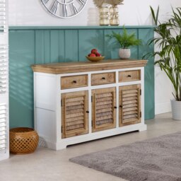 Rackhams Milano Solid Mango Wood Large Sideboard 3 Doors & 3 Drawers  White - Whitish - Wood - 1 - thumbnail 5