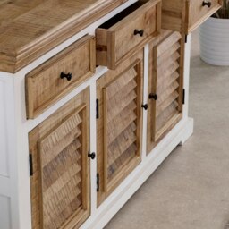 Rackhams Milano Solid Mango Wood Large Sideboard 3 Doors & 3 Drawers  White - Whitish - Wood - 1 - thumbnail 6