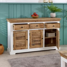 Rackhams Milano Solid Mango Wood Large Sideboard 3 Doors & 3 Drawers  White - Whitish - Wood - 1 - thumbnail 3
