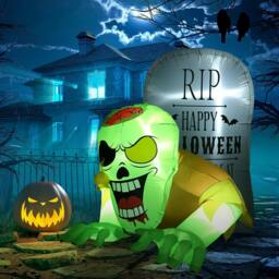 Rackhams 5FT Halloween Inflatables Ghost and Tombstone, Blow Up Outdoor Halloween Decorations with Build-in LED Lights for Garden, Lawn, Party - thumbnail 2
