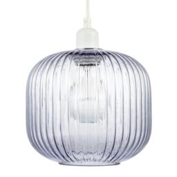 Rackhams Modern Designer Soft Lilac Line Ribbed Glass Round Pendant Lamp Shade - thumbnail 4