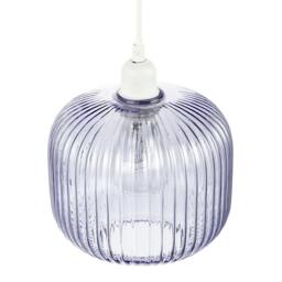Rackhams Modern Designer Soft Lilac Line Ribbed Glass Round Pendant Lamp Shade - thumbnail 3