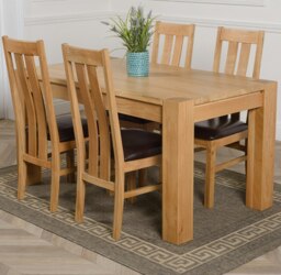 Rackhams Kuba Medium Oak Dining Table with Princeton Oak Chairs - Natural Oak - 4 chairs