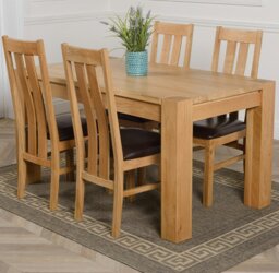Rackhams Kuba Medium Oak Dining Table with Princeton Oak Chairs - Natural Oak - 4 chairs - thumbnail 2