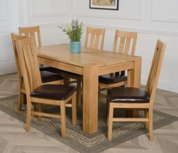 Rackhams Kuba Medium Oak Dining Table with Princeton Oak Chairs - Natural Oak - 4 chairs - thumbnail 5