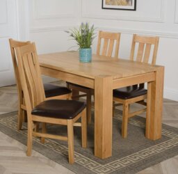 Rackhams Kuba Medium Oak Dining Table with Princeton Oak Chairs - Natural Oak - 4 chairs - thumbnail 3