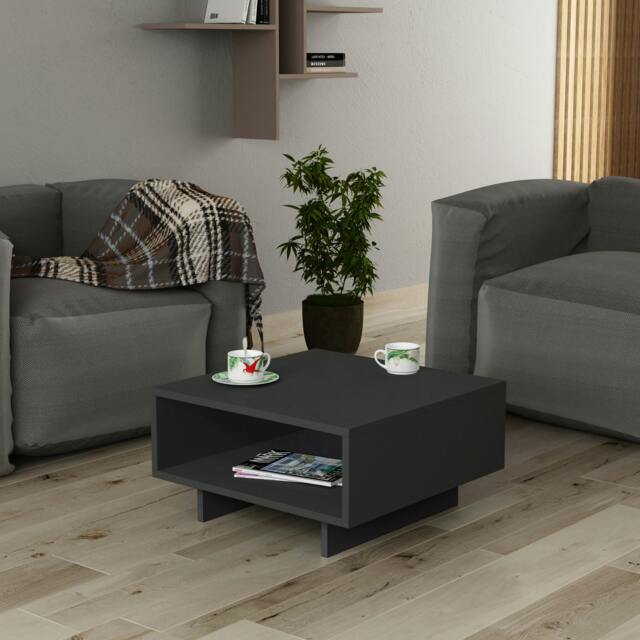 Rackhams Hola Modern Coffee Table Multipurpose Storage Compartment 60x60x32 cm - Anthracite