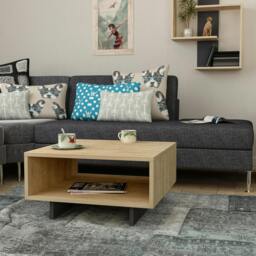 Rackhams Hola Modern Coffee Table Multipurpose Storage Compartment 60x60x32 cm - Anthracite - thumbnail 4