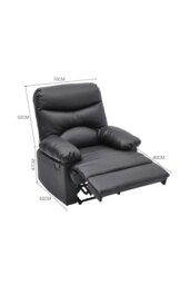 Rackhams Black Manual Faux Leather Recliner Armchair - Black - thumbnail 2