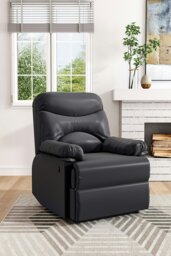 Rackhams Black Manual Faux Leather Recliner Armchair - Black - thumbnail 1