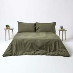 Rackhams French Flax Linen Fitted Sheet – 46 cm Extra Deep - Dark Grey - Double - thumbnail 5