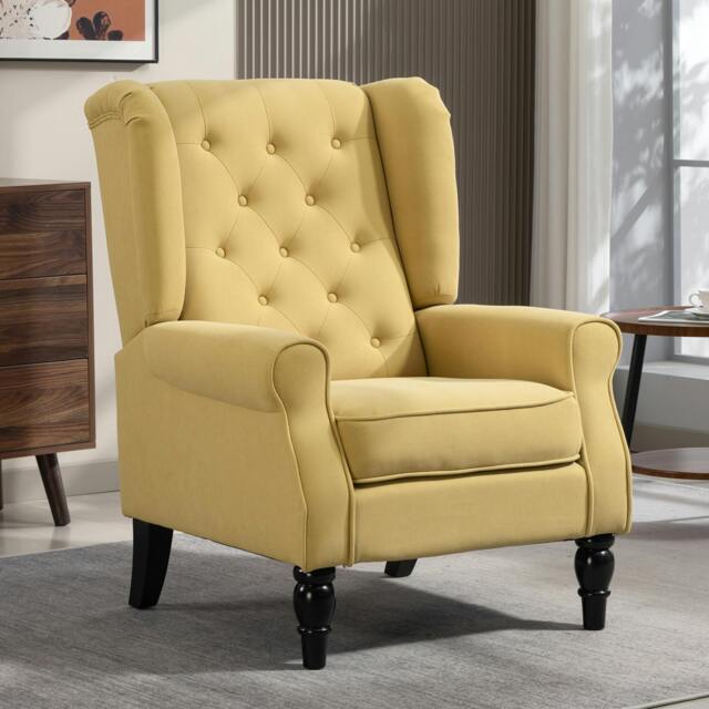 Rackhams Accent Armchair Home Furniture Retro Tufted Club Fabric Dark Blue - Yellow - image 1