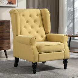 Rackhams Accent Armchair Home Furniture Retro Tufted Club Fabric Dark Blue - Yellow - thumbnail 1