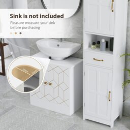 Rackhams Bathroom Under Sink Cabinet for Basin with or without Pedestal White - thumbnail 4