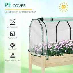 Rackhams Raised Garden Bed Outdoor Elevated Wood Planter Box w/ PE Cover, Natural - thumbnail 3