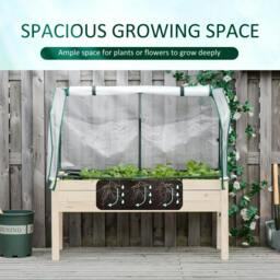 Rackhams Raised Garden Bed Outdoor Elevated Wood Planter Box w/ PE Cover, Natural - thumbnail 6