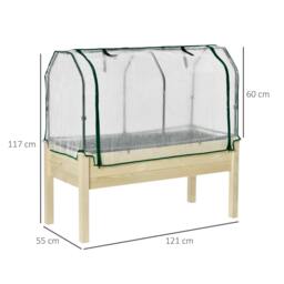 Rackhams Raised Garden Bed Outdoor Elevated Wood Planter Box w/ PE Cover, Natural - thumbnail 2